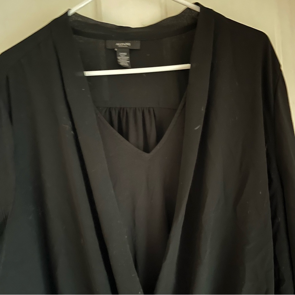 Alfani Black Womens Draped Faux Wrap Blouse Size 24w